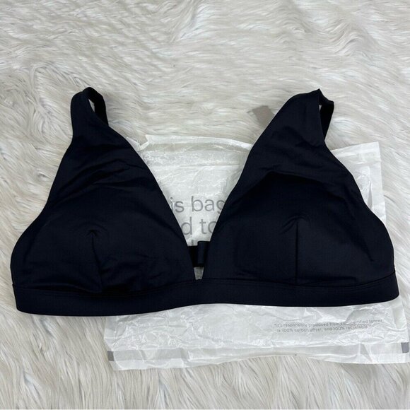Everlane Women's NWT Black The ReNew Plunge Triangle Swim Top‎ XL/C40.5 - Picture 2 of 11